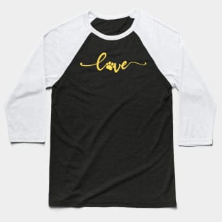 Paw Print on Love Text Illustration Baseball T-Shirt